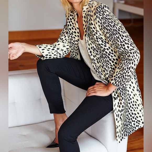EMERSON FRY Wingtip Coat 2 Leopard Linen 10 - Picture 9 of 10